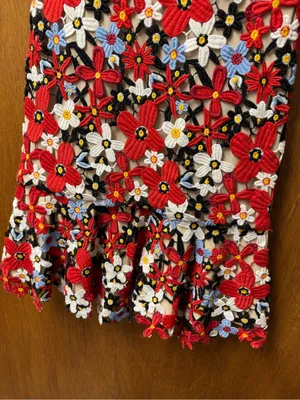 Alice + Olivia Imani Red Fit Flare Guipure Lace Overlay Floral Mini Dress Red 2 thumbnail 11