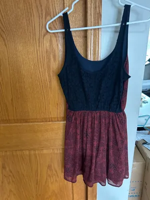 Y2K Abercrombie & Fitch Maroon Patterned Midi Dress thumbnail 4