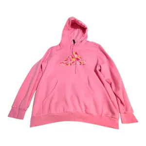 Adidas Pink Fleece Hoodie Sweatshirt Logo Graphic Pullover Womens 2X thumbnail 4