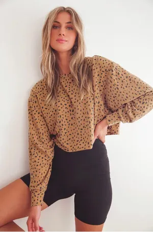 Lulus Last Spot Rust Brown Dot Print Pullover Sweatshirt thumbnail 1