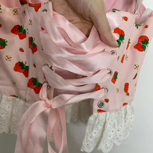 DollsKill Strawberry Shortcake Meadow Greeting Corset Top Strawberry Medium thumbnail 3