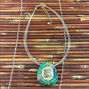 Chico's Emerald and Bronze Statement Necklace 16”-20” thumbnail 3