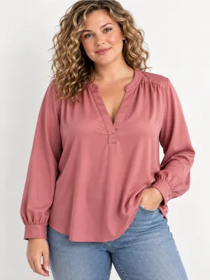 GAP Deco Rose Silky V-Neck Blouse XL Long Sleeve Draped Top thumbnail 1