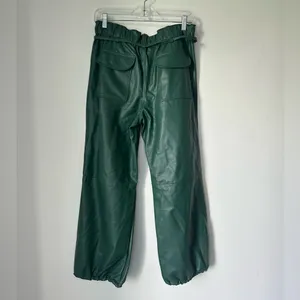 Anthropologie Pilcro Faux Leather Soft Parachute Pants Green Size S‎ NWT thumbnail 3