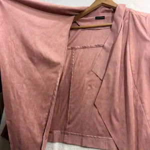 Lascana M‎ Faux Suede Waterfall Jacket Dusty Rose Pink Soft Drape Blazer Office thumbnail 2