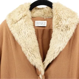 Y2K‎ Farina 2 Penny Lane Faux Fur Trim Trench Coat Old Money Mob Wife M/L thumbnail 3