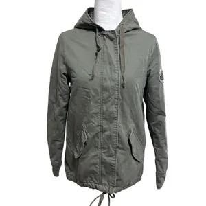 Aeropostale Utility Parka Jacket Olive Green Quilted Lined Hooded Anorak XS thumbnail 2