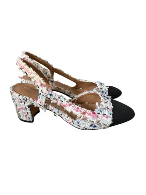 MIRA AZZURRA Multicolor Boucle Slingback Heels Size 7 thumbnail 4