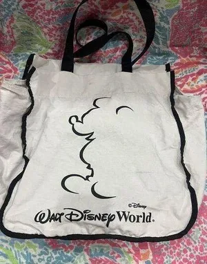 Vintage Walt Disney World Mickey Mouse‎ Silhouette Canvas Tote Bag thumbnail 1