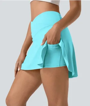 Halara SoftlyZero Airy Crossover 2-in-1 Pocket InstantCool Mini Skirt Blue M thumbnail 1