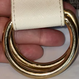 Michael Kors Woven Straw Belt Tan Orange White Leather Gold D-Ring Buckle 42" thumbnail 6