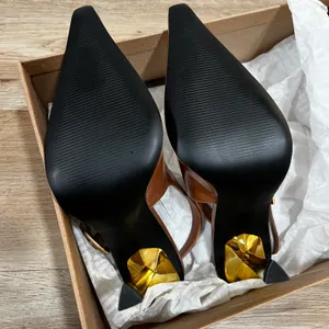 Steve Madden “Divine” Camel Leather Pointed Toe Slingback w Gold Heel - Size 6 thumbnail 6