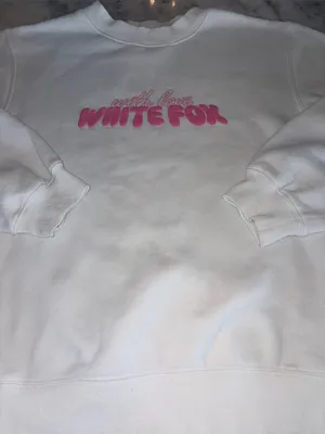 White Fox Boutique White Crewneck Sweatshirt with Pink Logo thumbnail 2