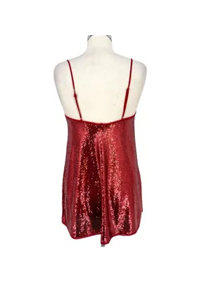 Free People Intimately Time To Shine Glam Red Sequin Mini Slip Dress Size Small thumbnail 7