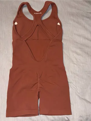 Aurola Brown Power Romper Small, Removable Padding, Racerback, Ruched Back thumbnail 9