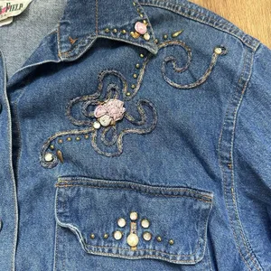 Vintage Green Field Western Decorative‎ Denim Shirt thumbnail 6