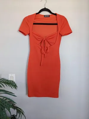 Missy Empire Chest Cutout Bodycon Mini Dress, Small, Orange thumbnail 3