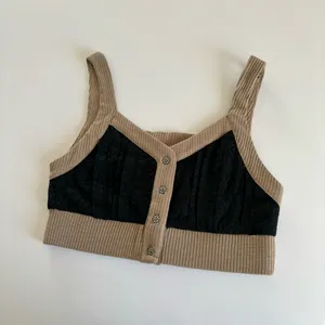 POL Boutique Black Lace Tan Button Front Crop Top Size Medium NWT thumbnail 8