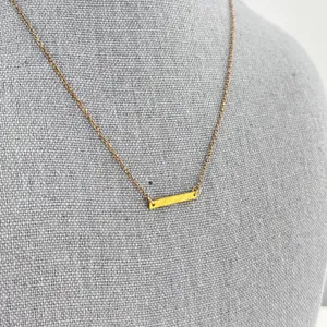 Gorjana Dainty Textured Bar Pendant Necklace 14K Gold Filled 16 Inch thumbnail 2