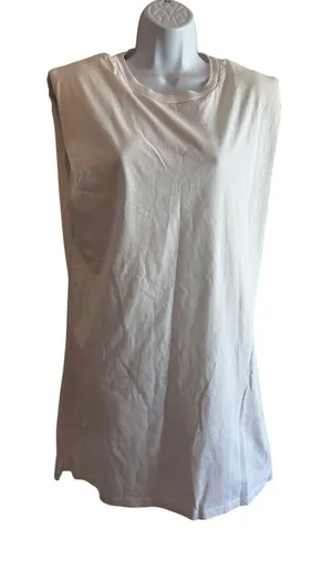 AllSaints Coni‎ Tank Mini Dress Small White Padded Shoulder Muscle Tee Dress thumbnail 1