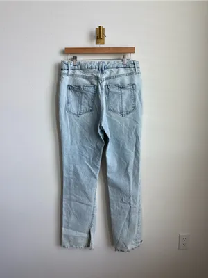 Good American Good Boy Distressed Relaxed Straight Leg Jeans Light Wash Size 31 thumbnail 9