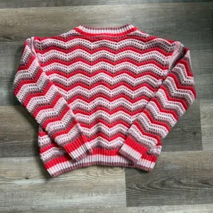 Maurice’s Red Pink Cream Chevron Knit Cardigan Sweater S thumbnail 7