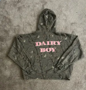 Dairy Boy The Boyfriend Hoodie Evergreen Camo/Pink Appliqué Women's Size Large thumbnail 1