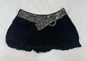 Stradivarius New Collection Black Rhinestone Mini Skirt Size 36 thumbnail 1
