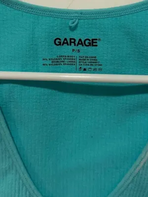 Garage teal blue ribbed nylon & spandex crop top in a S #activewear #ribbed thumbnail 3