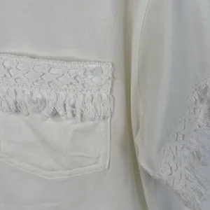 Ariat Size M Tassel Top Relaxed Fit Short Sleeve‎ Cloud Dancer Pullover Women's thumbnail 4