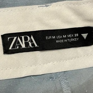 Zara Women's Blue Linen High Waisted Pleated Wide Leg Trousers Pants Size M thumbnail 4