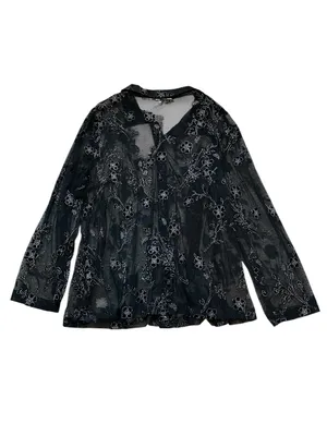 Womens Semi Sheer Velvet Floral Burnout Blouse Dark Romantic Fairy Whimsigoth thumbnail 6