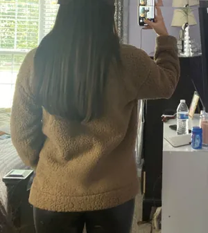 Teddy Bear Fuzzy Jacket Brown Size M thumbnail 2
