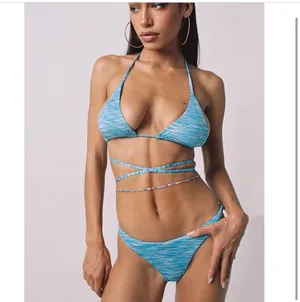Tiger Mist Blue Bikini Set With Beaded Chain thumbnail 4