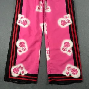 Victorias Secret Satin Pajama Pants Wom‎ XS Pink Rose Stripe Sides Pull On Sleep thumbnail 2