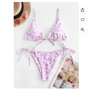 ZAFUL Triangle pink and white animal print bikini set thumbnail 2