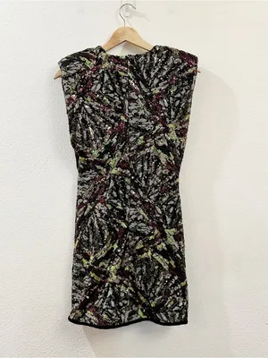Zara‎ Women's Sleeveless Sequined V Neck Shoulder Pad Mini Dress Size Small thumbnail 8
