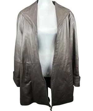 Vintage 80s NYDA Brown Leather Jacket Size XL thumbnail 2