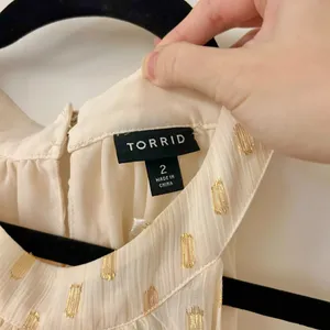 Torrid Chiffon Clip Dot Lurex Mock Neck Halter Sleeveless Top Size 2X NWT thumbnail 10