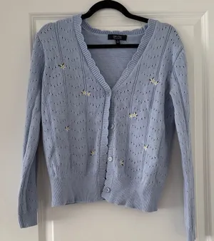 Chic Light Blue Women's Cardigan Size M thumbnail 1