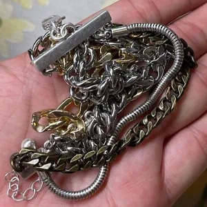 Jenny Bird Austin Cuff Mixed Metals Stacked 5 Chain Bracelet Brand New thumbnail 6