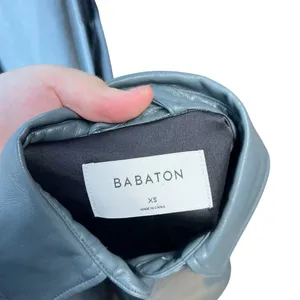 Aritzia Babaton Pelli Hip Shirt Jacket Vegan‎ Leather Shacket Gray Green XS thumbnail 13