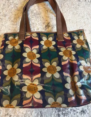Fossil floral bag with leather trim  thumbnail 4