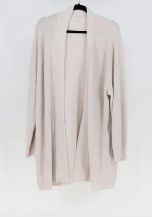 Lululemon Women's Merino Wool Blend Ribbed Long Wrap Sweater Cardigan Bone 16 thumbnail 1
