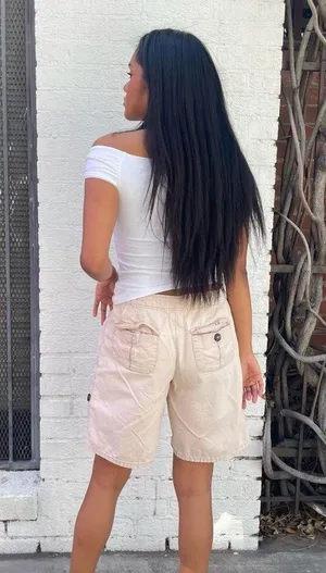 Cream Merona shorts with adjustable drawstring waistband thumbnail 3