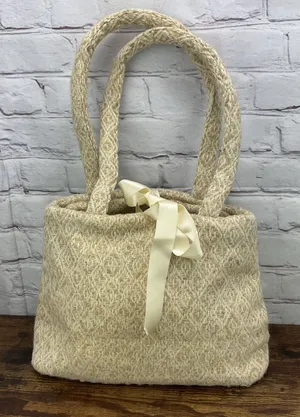 Boyne Valley Weavers Vintage Wool Handbag Diamond Stitch Double Strap‎ thumbnail 1