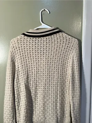 Heartloom Womens Sz Large Posey Cardi Cardigan Sweater Beige Black Marble Button thumbnail 11
