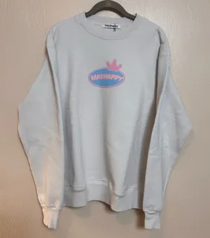 NWT Madhappy Graphics 3 Fleece Crewneck 2024 Crown Cream‎ Pink Blue Medium thumbnail 1