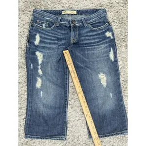 Buckle Women's BKE Sabrina Capri Destructed Dark Low Rise Blue Jeans Cropped Size 29 thumbnail 11