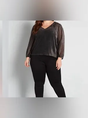 NWT ModCloth Women’s New Sheer's Eve Velvet Dot V-Neck Long Sleeve Top Size M thumbnail 2